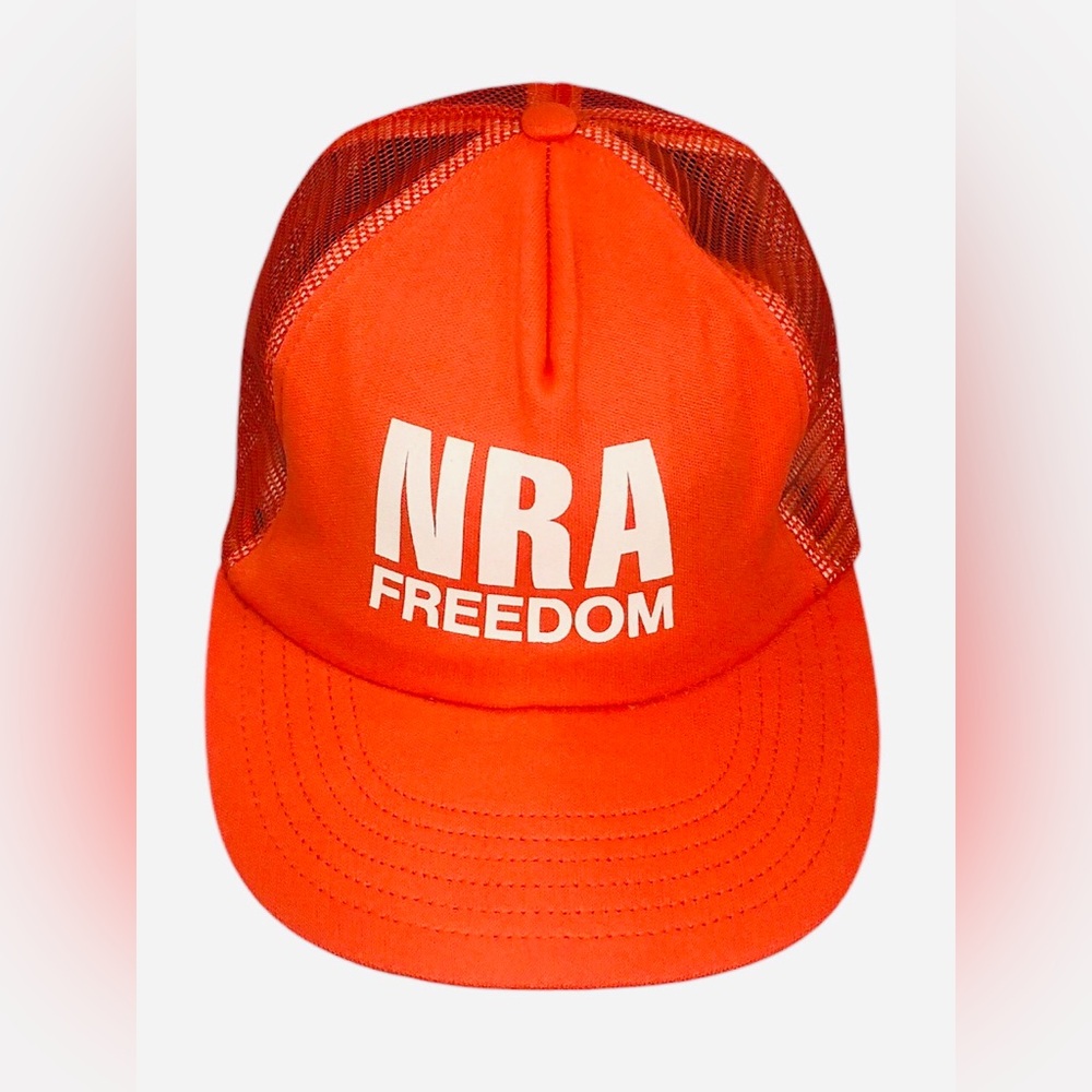 Vintage 80s Orange Hunting NRA Trump Republican Trucker Snapback Gun Hunting Hat